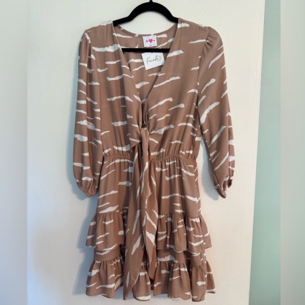 Buddy Love Brown and White Ruffle Mini Dress